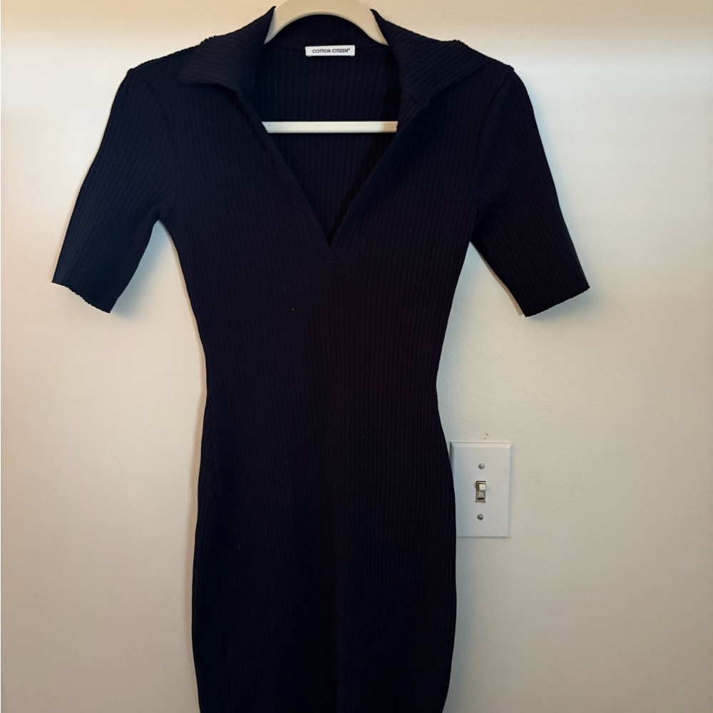 Cotton Citizen Navy Ribbed Mini Dress